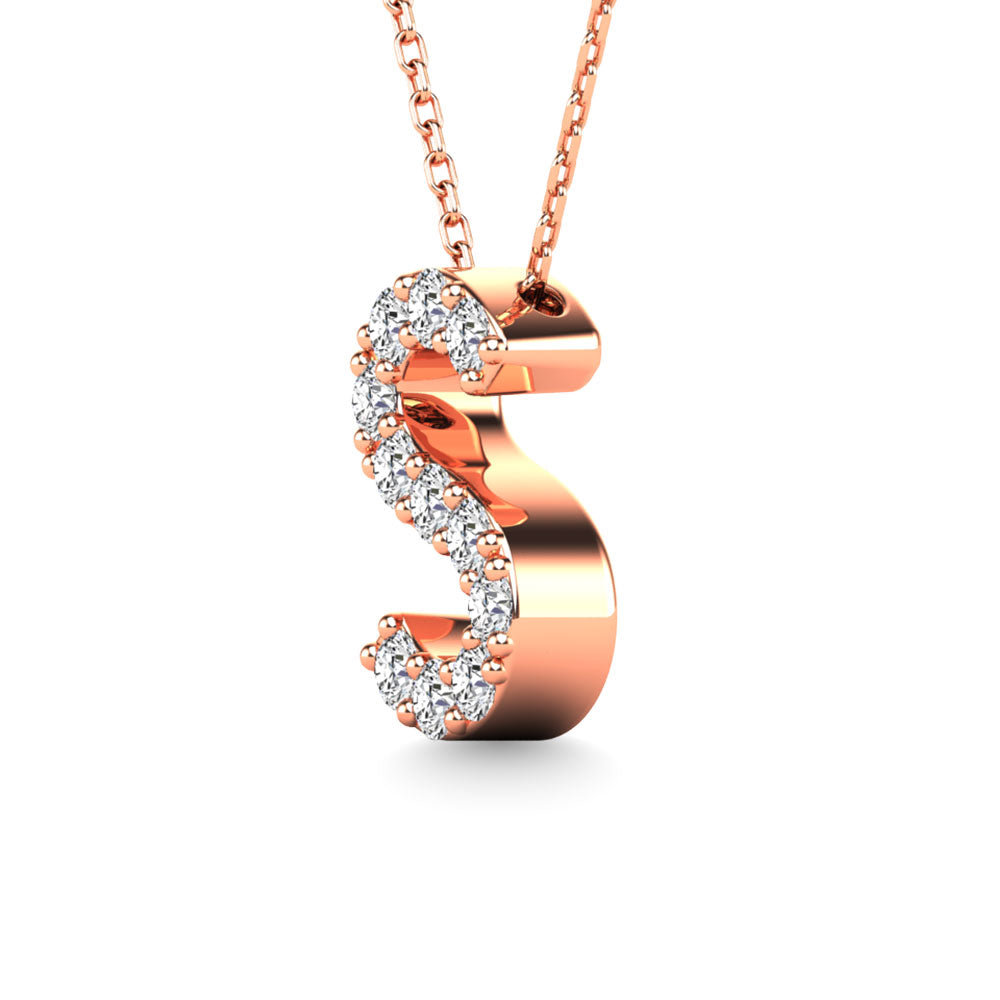 Diamond 1/10 Ct.Tw. Letter S Pendant in 14K Rose Gold&quot;&quot;