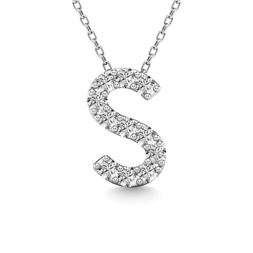 Diamond 1/10 Ct.Tw. Letter S Pendant in 14K White Gold&quot;&quot;