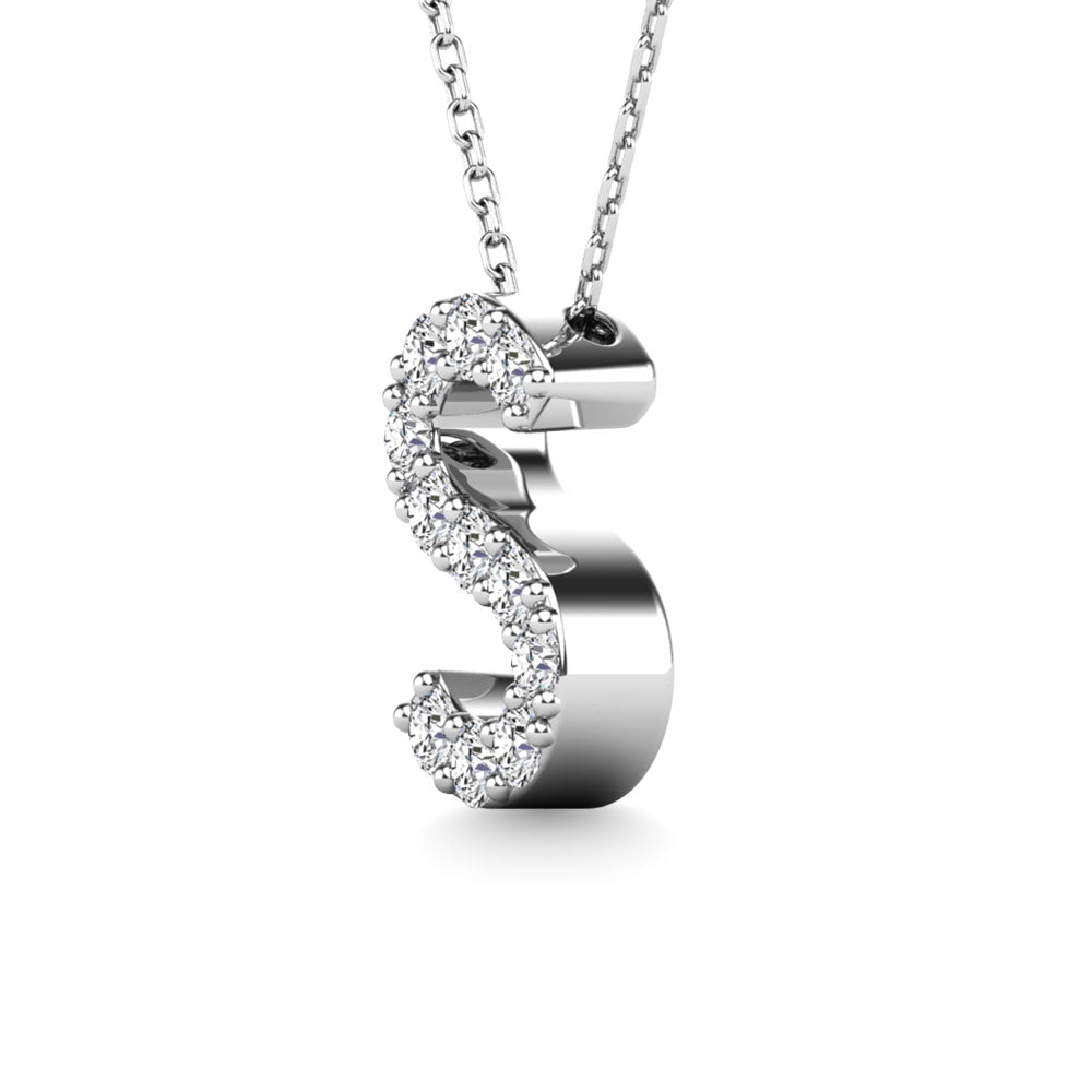 Diamond 1/10 Ct.Tw. Letter S Pendant in 14K White Gold&quot;&quot;