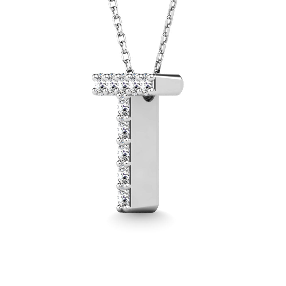 Diamond 1/10 Ct.Tw. Letter T Pendant in 14K White Gold&quot;&quot;