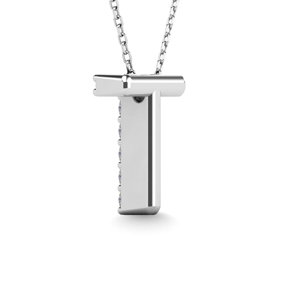 Diamond 1/10 Ct.Tw. Letter T Pendant in 14K White Gold&quot;&quot;