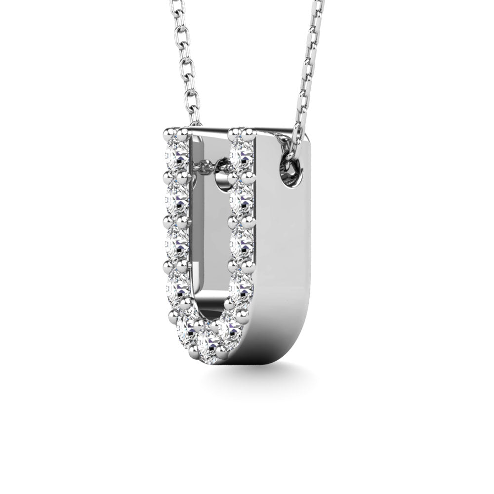 Diamond 1/10 Ct.Tw. Letter U Pendant in 14K White Gold&quot;&quot;