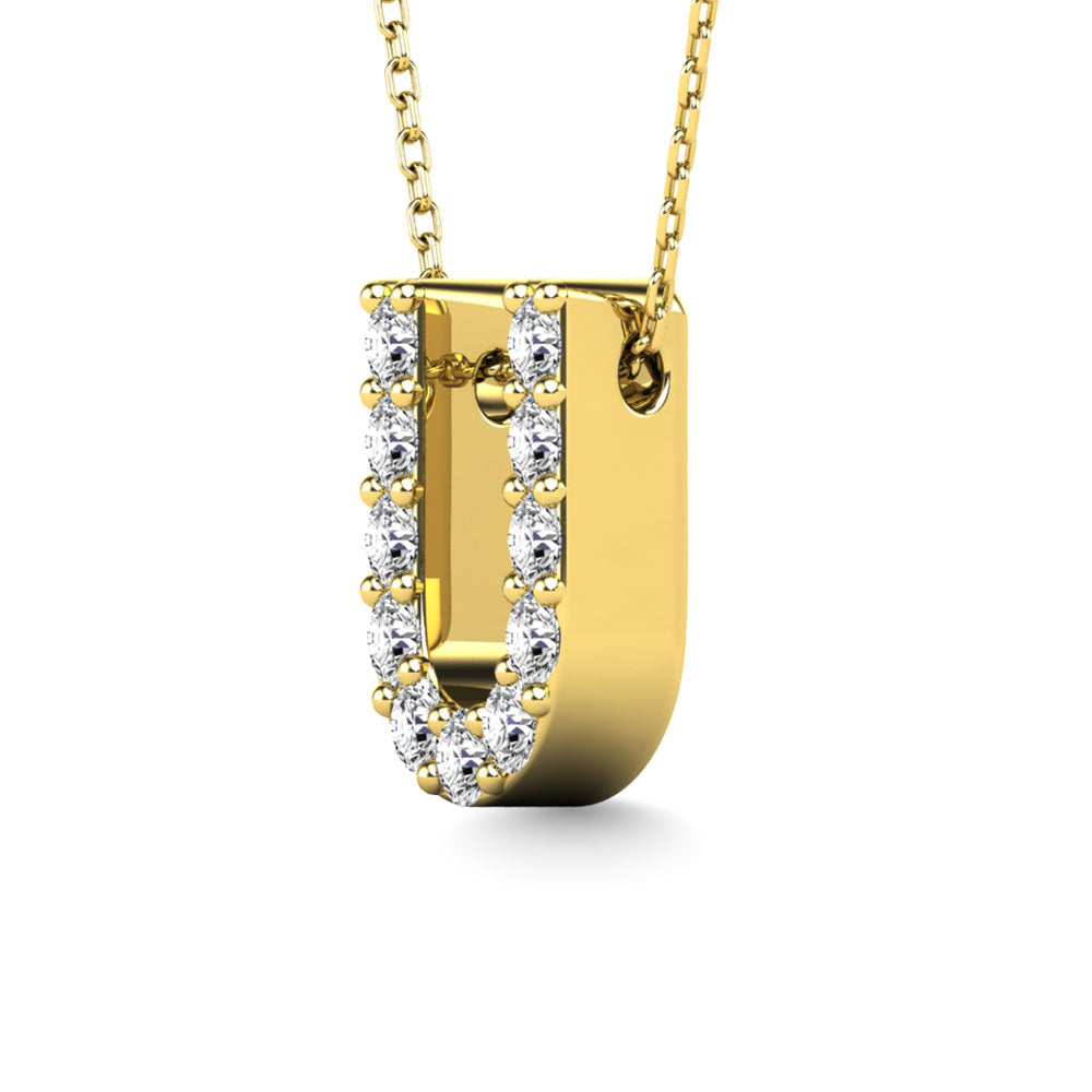 Diamond 1/10 Ct.Tw. Letter U Pendant in 14K Yellow Gold&quot;&quot;