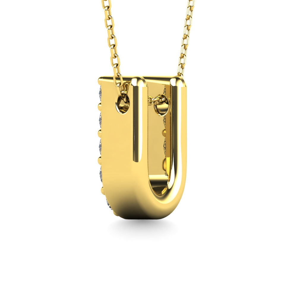 Diamond 1/10 Ct.Tw. Letter U Pendant in 14K Yellow Gold&quot;&quot;