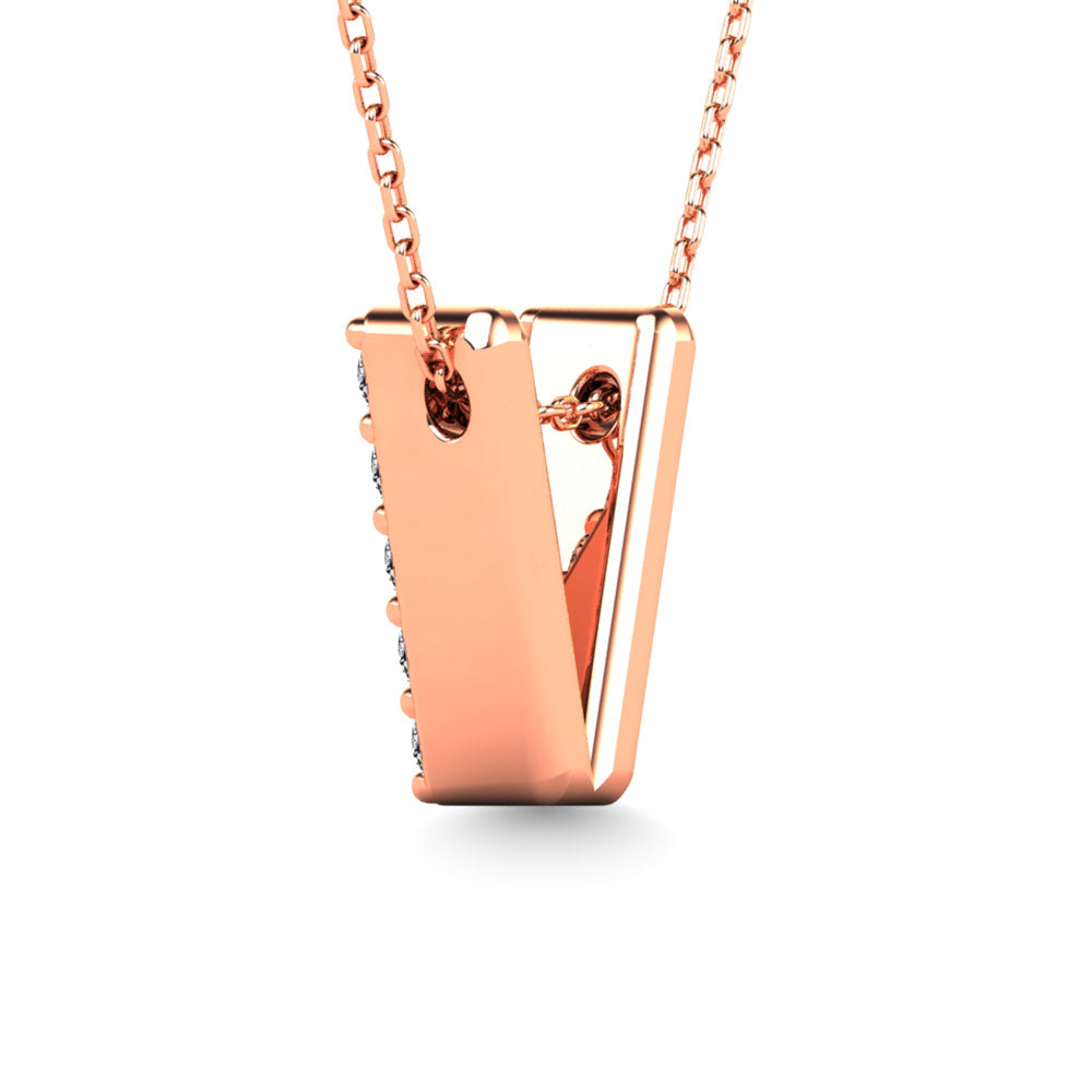 Diamond 1/10 Ct.Tw. Letter V Pendant in 14K Rose Gold&quot;&quot;