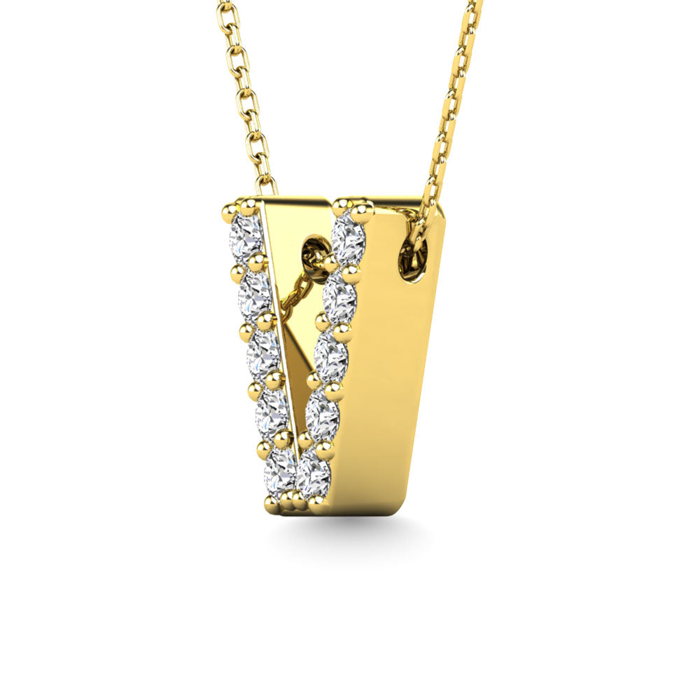 Diamond 1/10 Ct.Tw. Letter V Pendant in 14K Yellow Gold&quot;&quot;