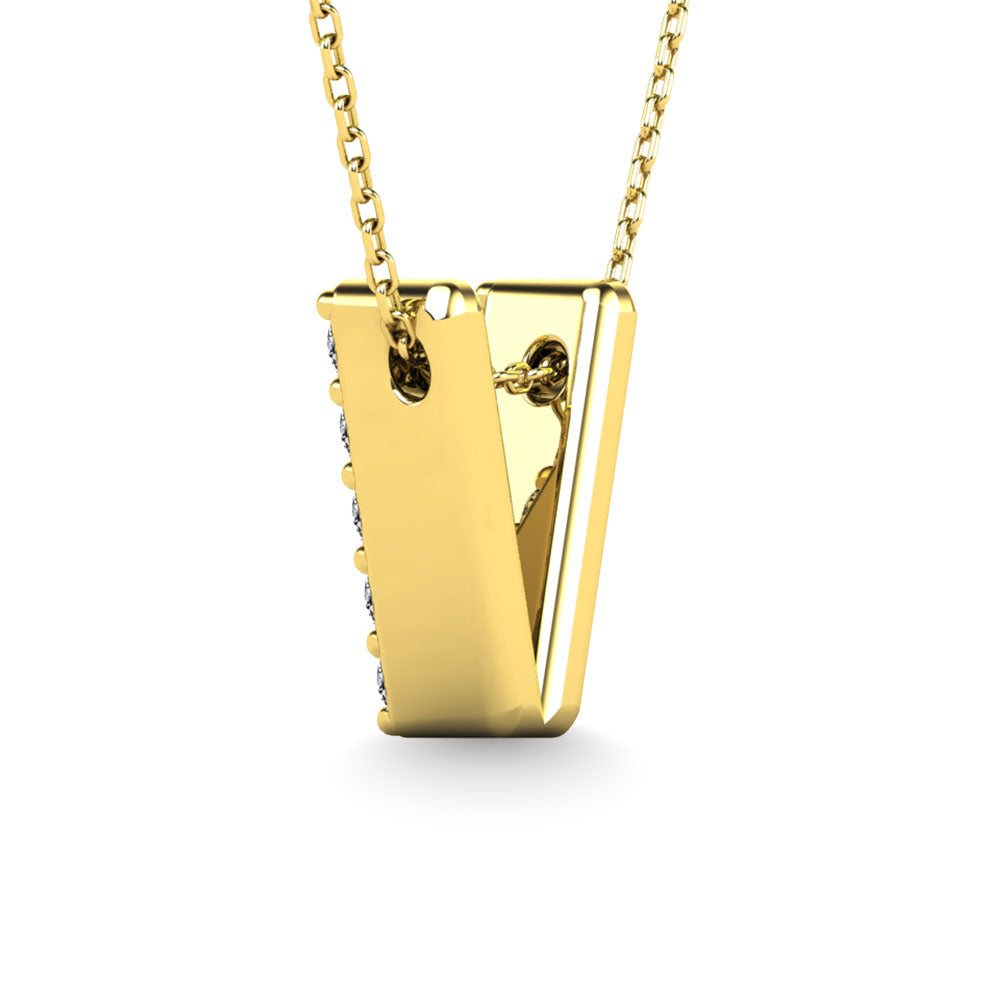 Diamond 1/10 Ct.Tw. Letter V Pendant in 14K Yellow Gold&quot;&quot;