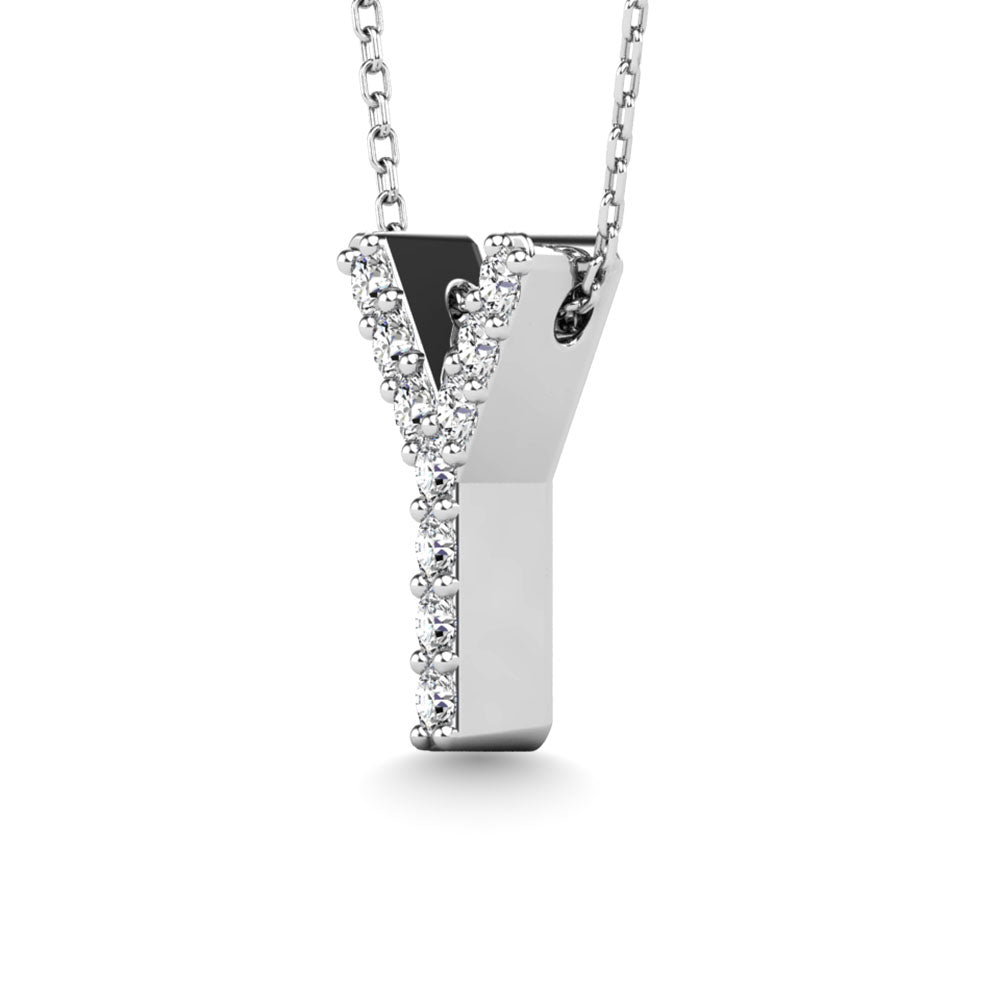 Diamond 1/10 Ct.Tw. Letter Y Pendant in 14K White Gold&quot;&quot;