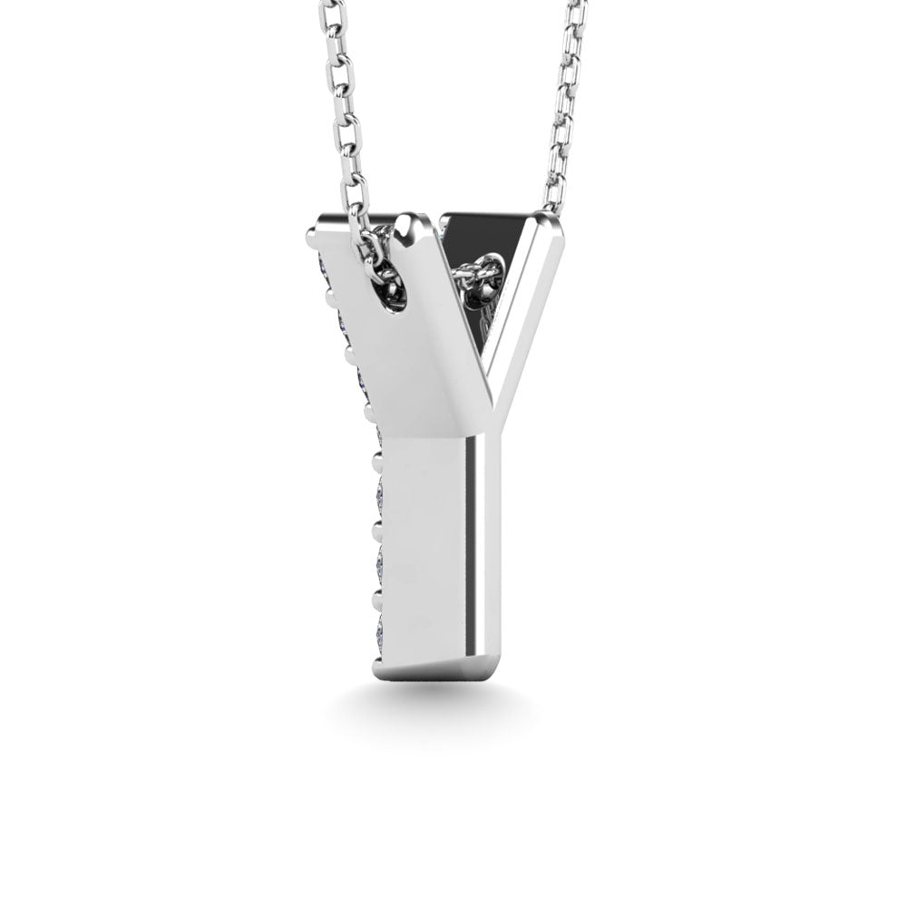 Diamond 1/10 Ct.Tw. Letter Y Pendant in 14K White Gold&quot;&quot;