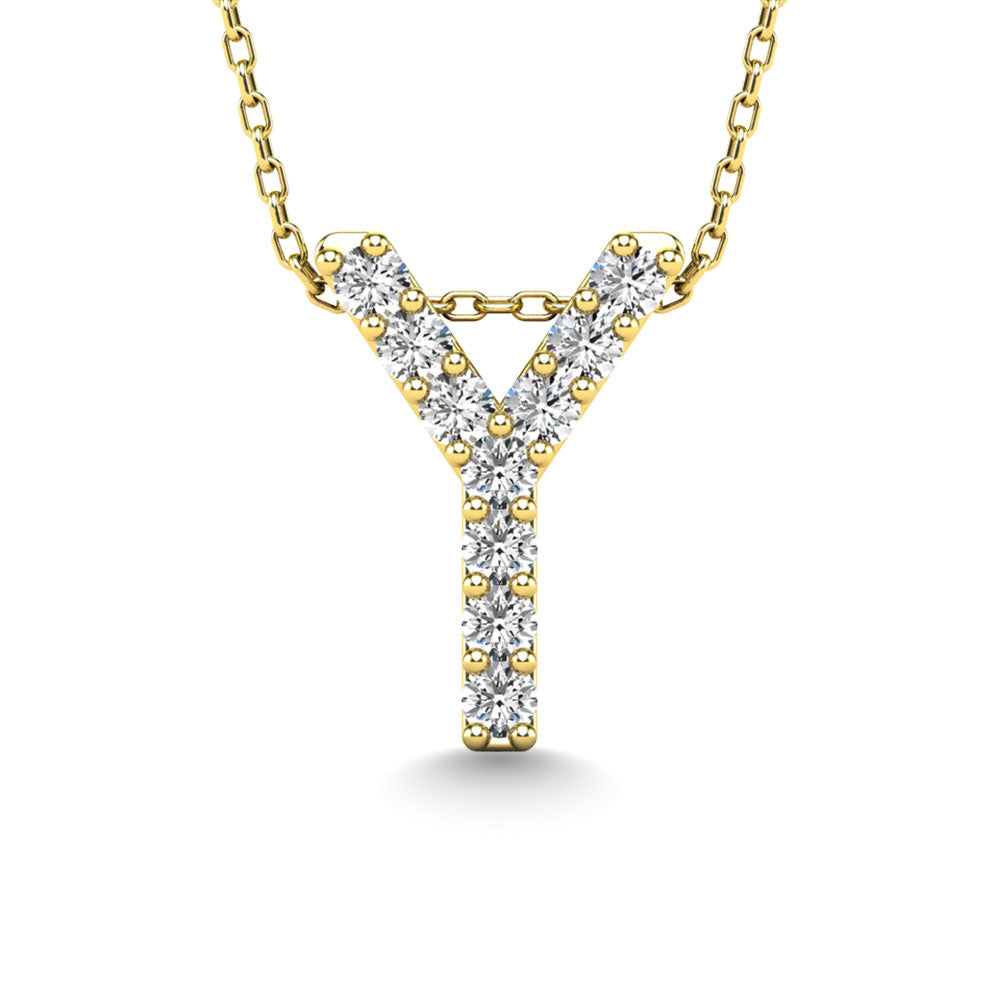 Diamond 1/10 Ct.Tw. Letter Y Pendant in 14K Yellow Gold&quot;&quot;