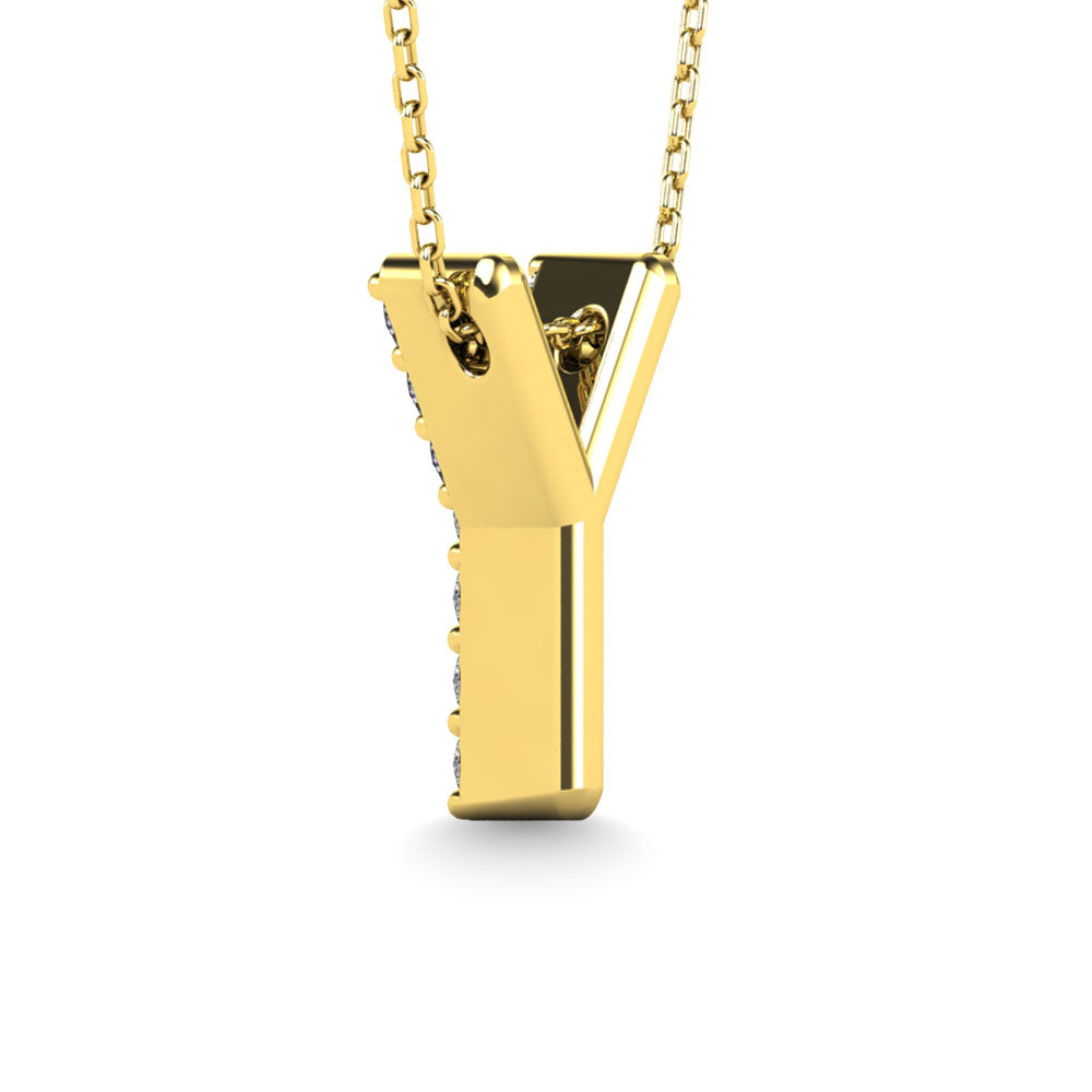 Diamond 1/10 Ct.Tw. Letter Y Pendant in 14K Yellow Gold&quot;&quot;