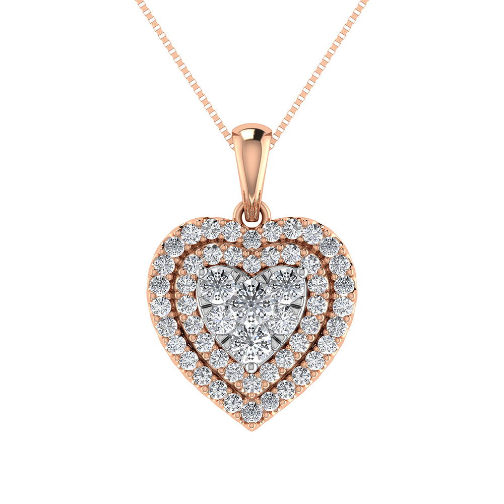 Diamond 3/4 Ct.Tw. Heart Shape Cluster Pendant in 10K Rose Gold