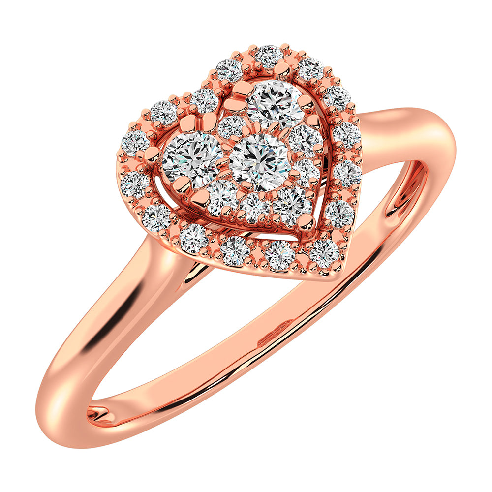 10K Rose Gold 1/6 Ct.Tw. Diamond Heart Promise Ring