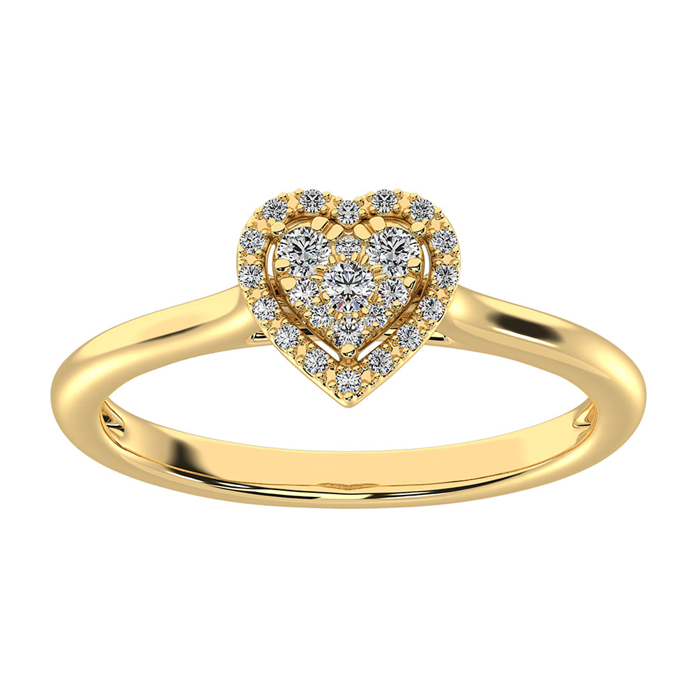 10K Yellow Gold 1/6 Ct.Tw. Diamond Heart Promise Ring