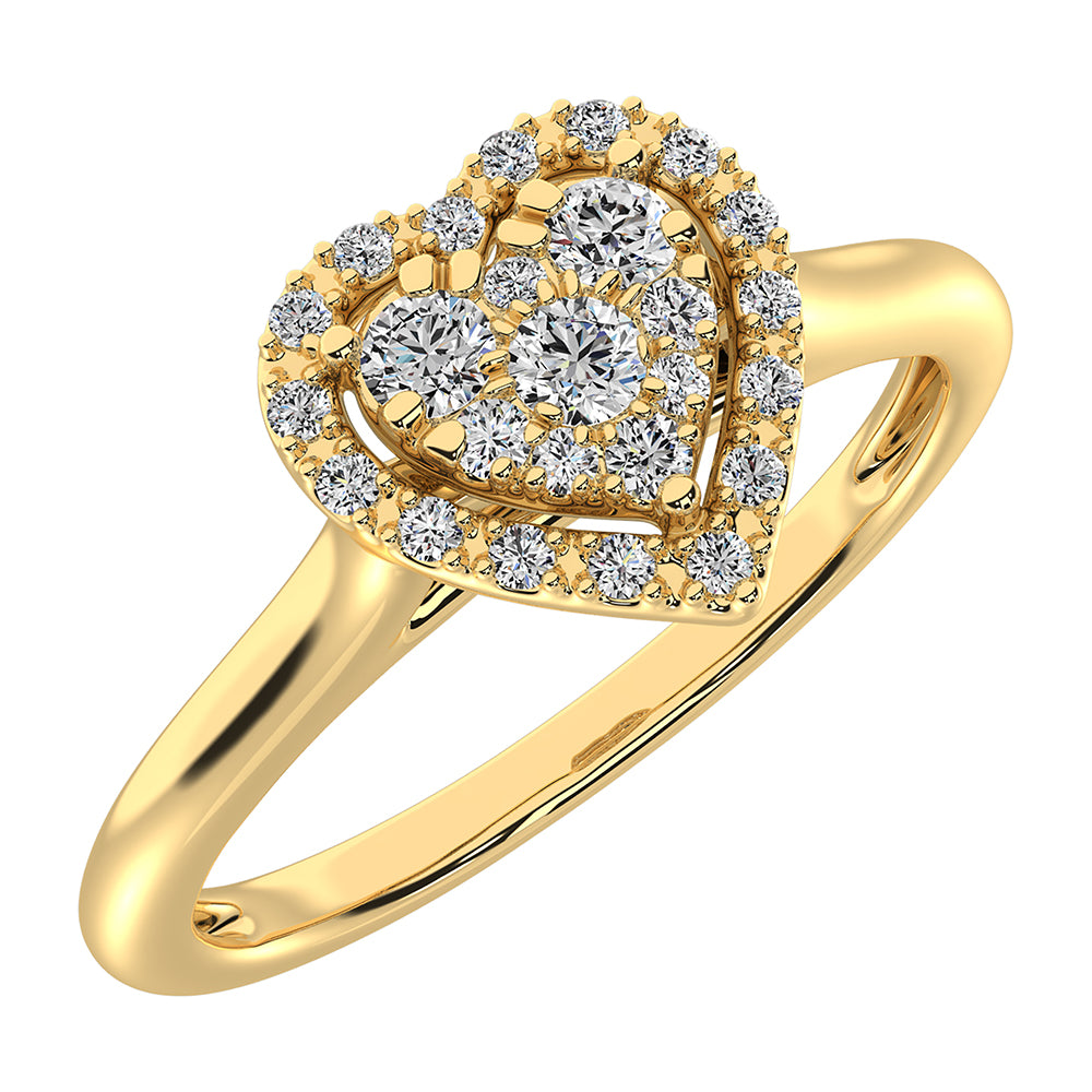 10K Yellow Gold 1/6 Ct.Tw. Diamond Heart Promise Ring