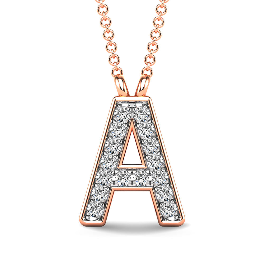 Diamond 1/20 Ct.Tw. Letter A Pendant in 10K Rose Gold&quot;&quot;