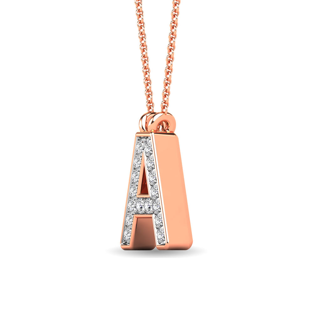 Diamond 1/20 Ct.Tw. Letter A Pendant in 10K Rose Gold&quot;&quot;