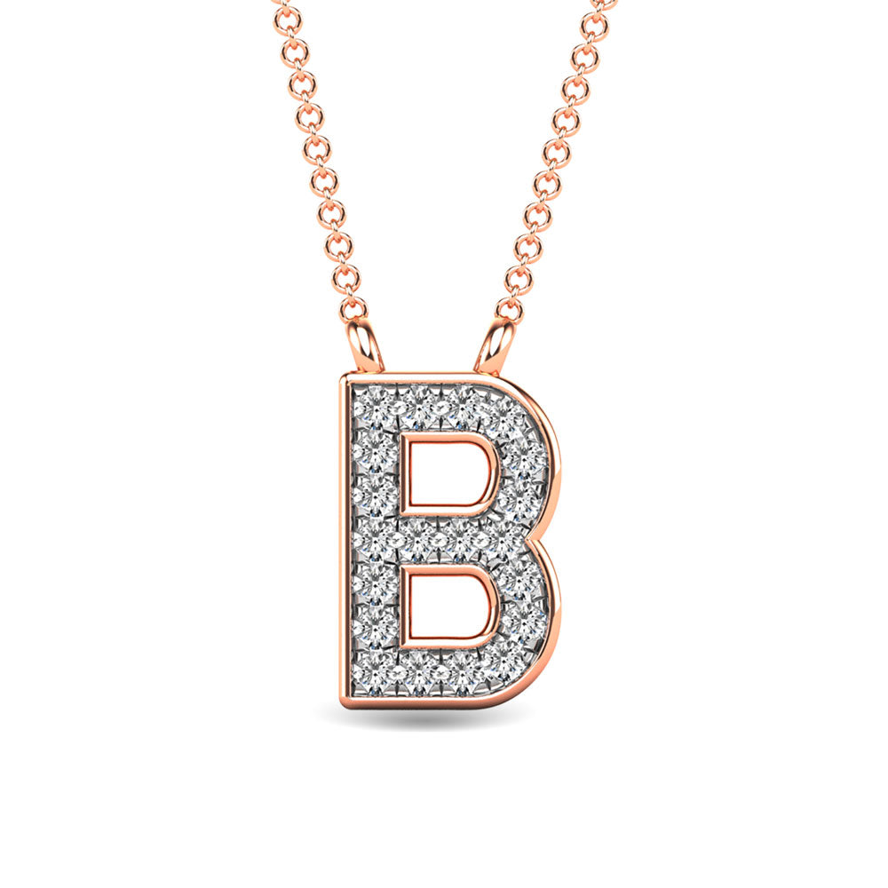 Diamond 1/20 Ct.Tw. Letter B Pendant in 10K Rose Gold&quot;&quot;