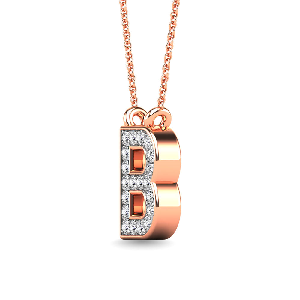 Diamond 1/20 Ct.Tw. Letter B Pendant in 10K Rose Gold&quot;&quot;