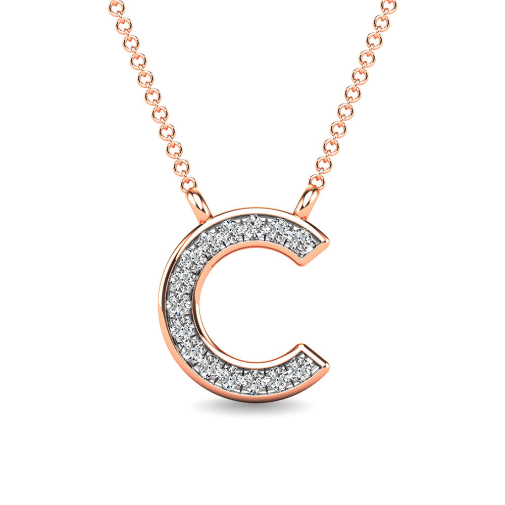 Diamond 1/20 Ct.Tw. Letter C Pendant in 10K Rose Gold&quot;&quot;