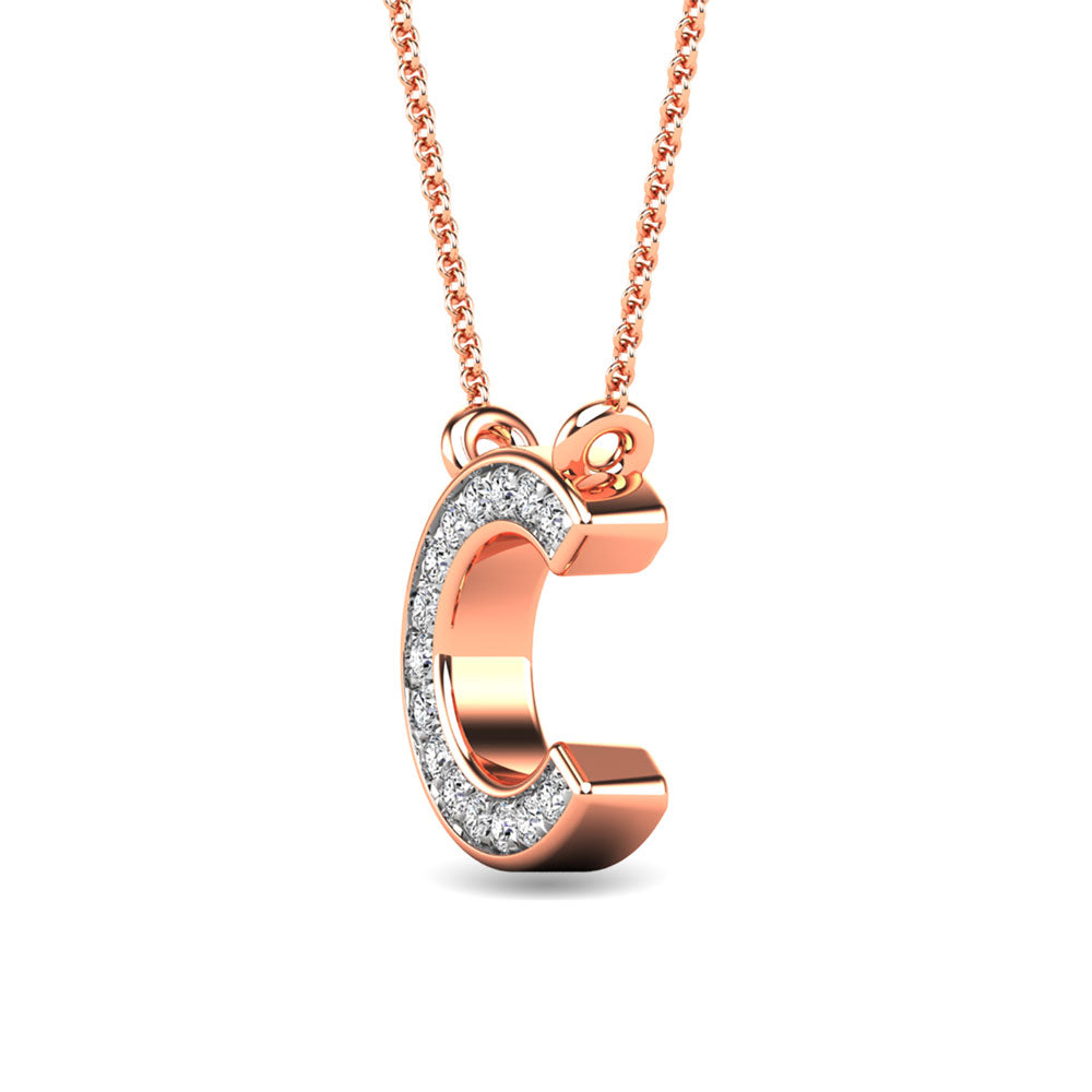 Diamond 1/20 Ct.Tw. Letter C Pendant in 10K Rose Gold&quot;&quot;