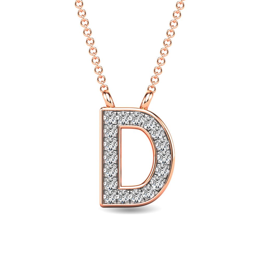 Diamond 1/20 Ct.Tw. Letter D Pendant in 10K Rose Gold&quot;&quot;