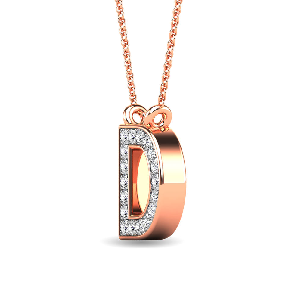 Diamond 1/20 Ct.Tw. Letter D Pendant in 10K Rose Gold&quot;&quot;