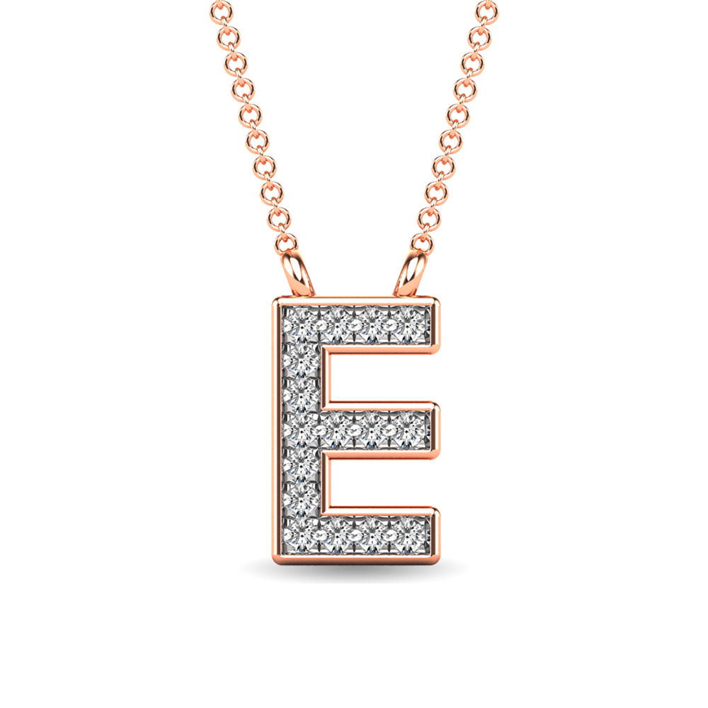 Diamond 1/20 Ct.Tw. Letter E Pendant in 10K Rose Gold&quot;&quot;