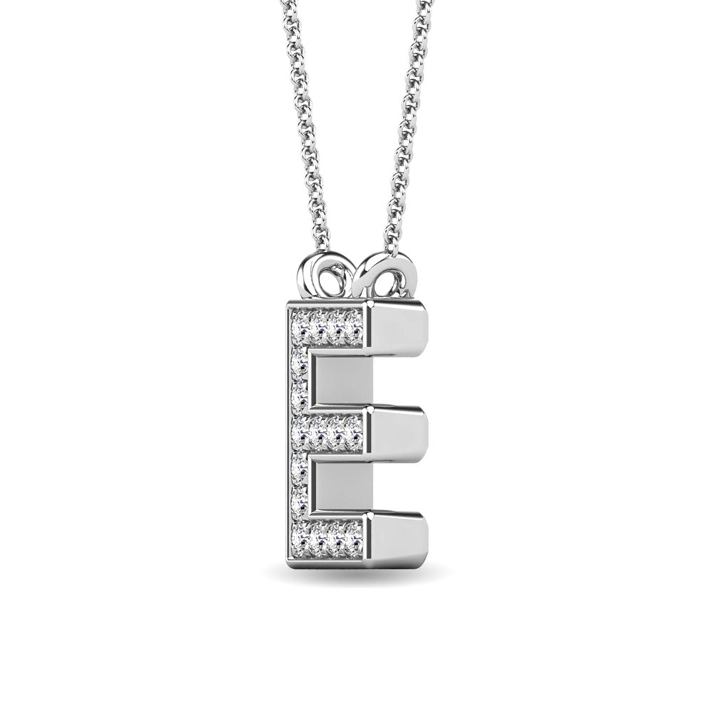 Diamond 1/20 Ct.Tw. Letter E Pendant in 10K White Gold&quot;&quot;