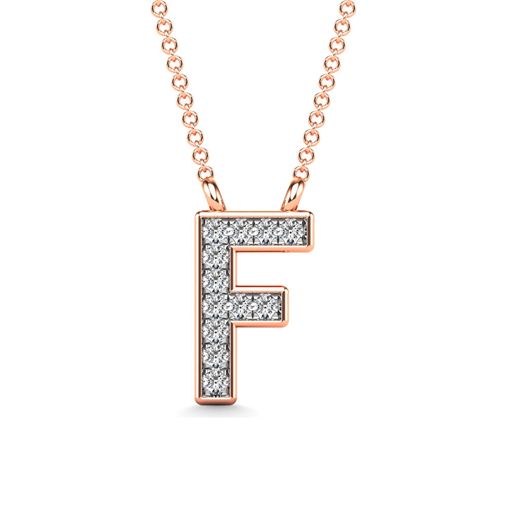 Diamond 1/20 Ct.Tw. Letter F Pendant in 10K Rose Gold&quot;&quot;