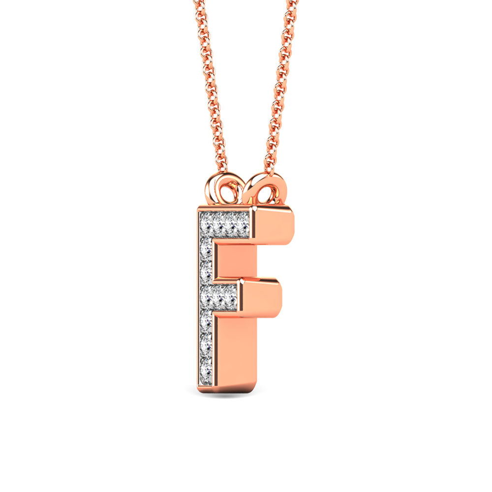 Diamond 1/20 Ct.Tw. Letter F Pendant in 10K Rose Gold&quot;&quot;