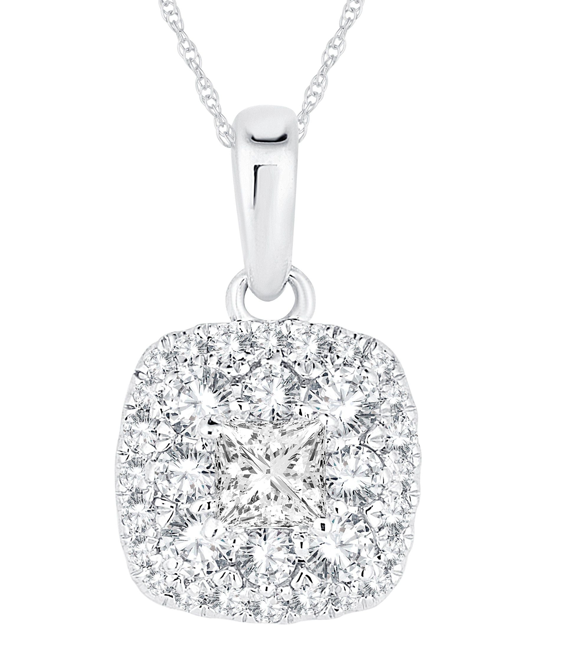 14K White Gold Elegant 0.50Ct Diamond Pendants