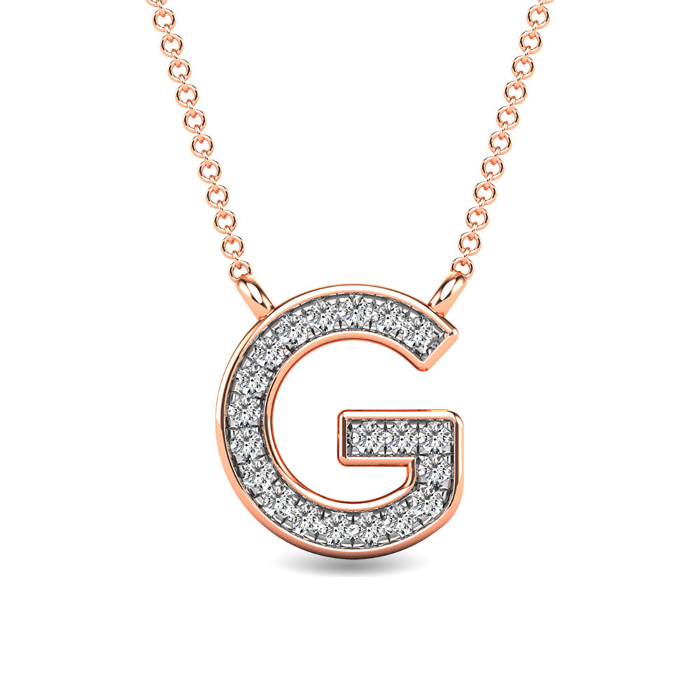 Diamond 1/20 Ct.Tw. Letter G Pendant in 10K Rose Gold&quot;&quot;