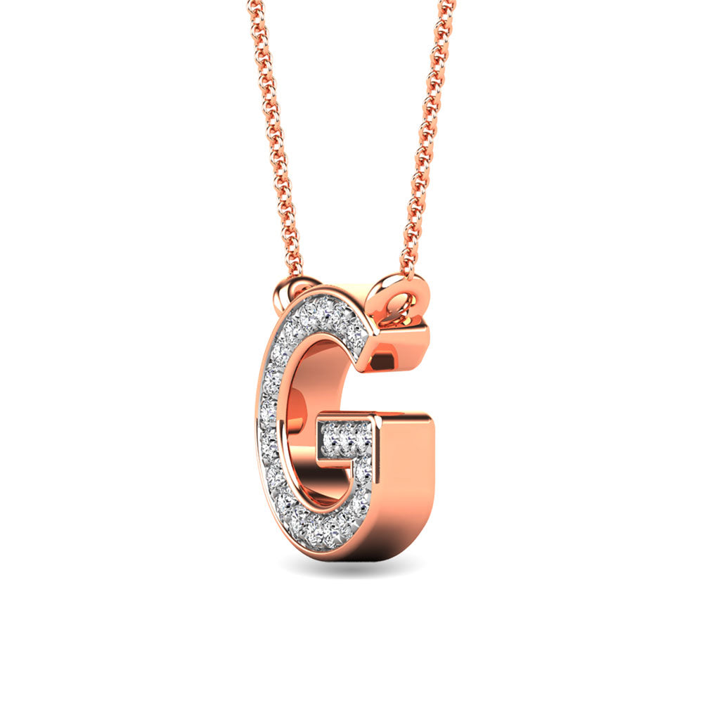 Diamond 1/20 Ct.Tw. Letter G Pendant in 10K Rose Gold&quot;&quot;