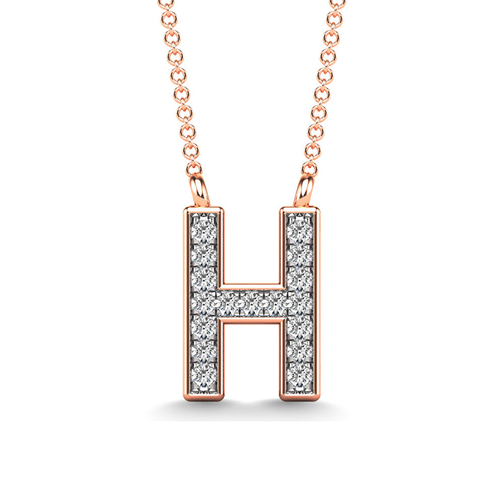 Diamond 1/20 Ct.Tw. Letter H Pendant in 10K Rose Gold&quot;&quot;