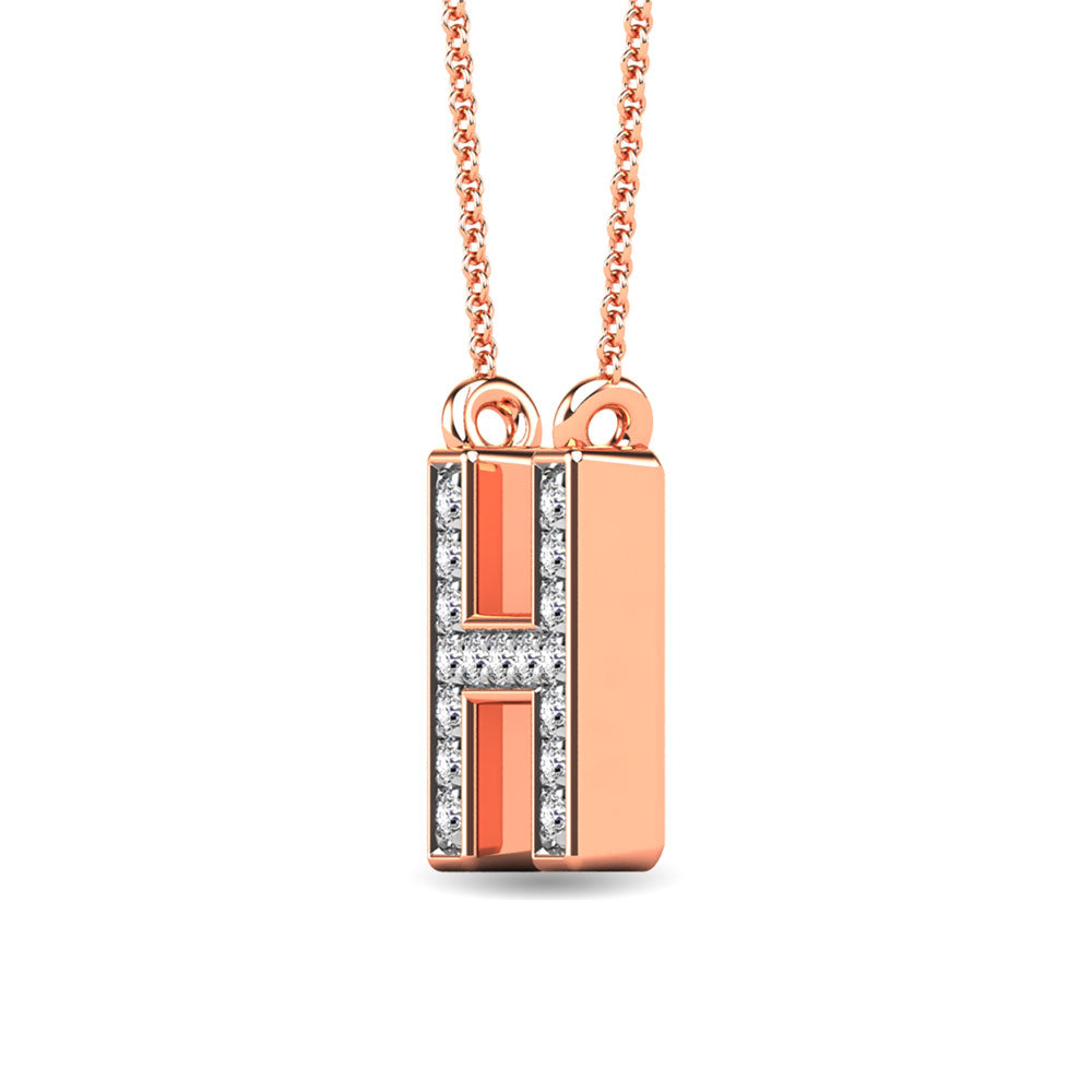 Diamond 1/20 Ct.Tw. Letter H Pendant in 10K Rose Gold&quot;&quot;