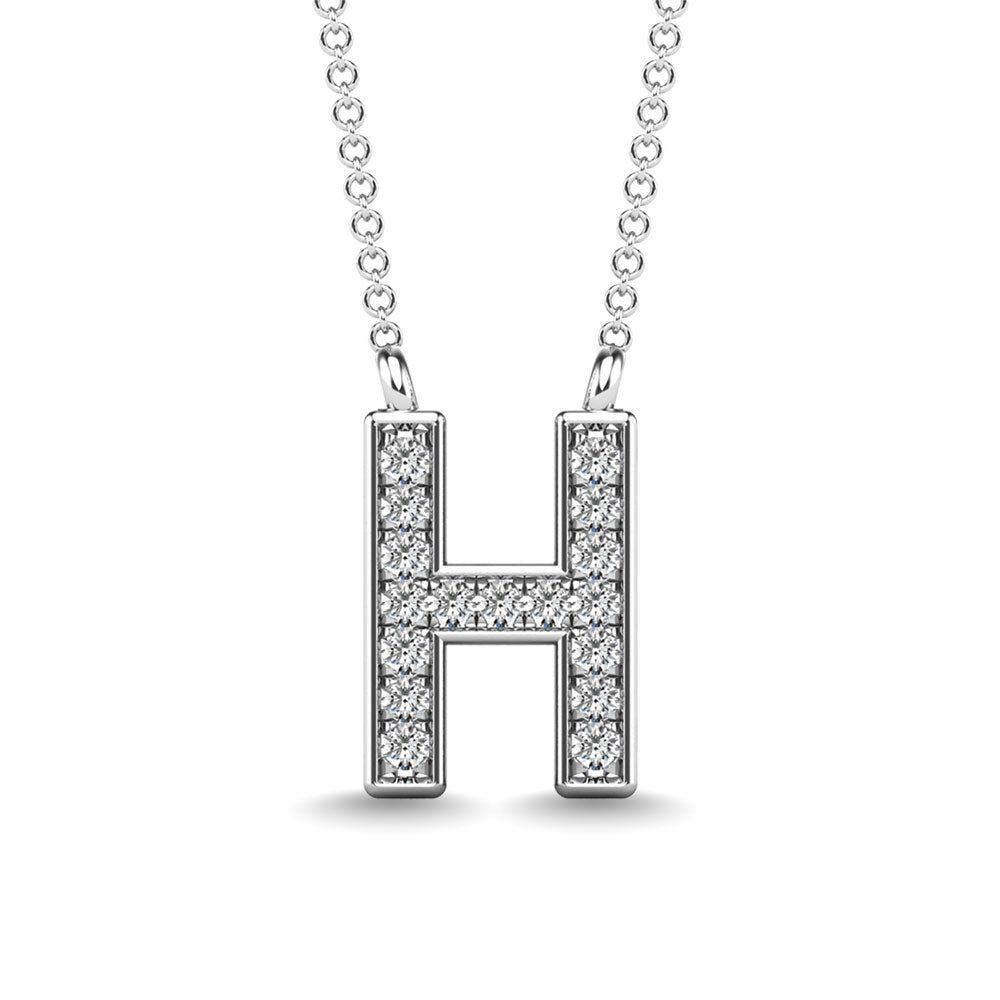 Diamond 1/20 Ct.Tw. Letter H Pendant in 10K White Gold&quot;&quot;