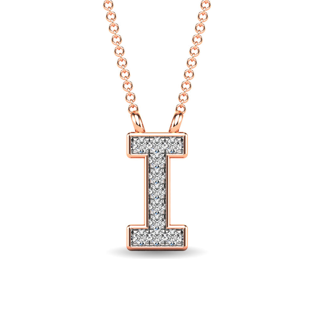 Diamond 1/20 Ct.Tw. Letter I Pendant in 10K Rose Gold&quot;&quot;