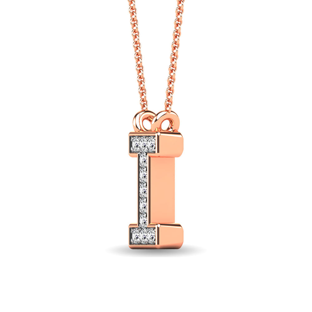 Diamond 1/20 Ct.Tw. Letter I Pendant in 10K Rose Gold&quot;&quot;