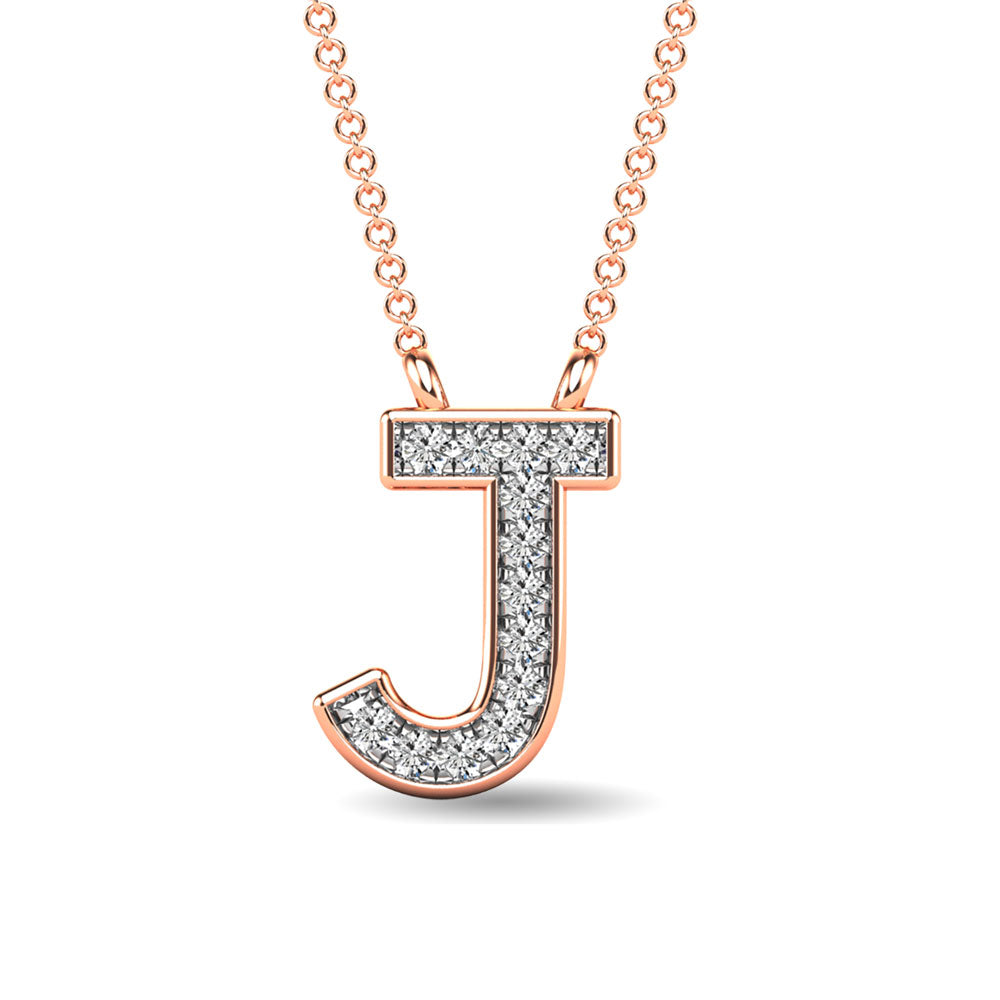 Diamond 1/20 Ct.Tw. Letter J Pendant in 10K Rose Gold&quot;&quot;