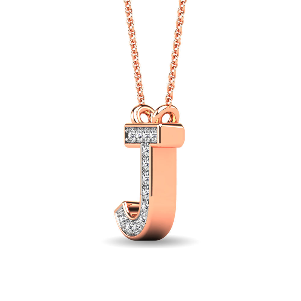 Diamond 1/20 Ct.Tw. Letter J Pendant in 10K Rose Gold&quot;&quot;