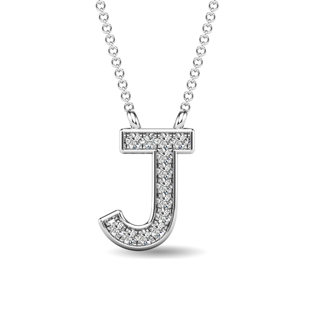 Diamond 1/20 Ct.Tw. Letter J Pendant in 10K White Gold&quot;&quot;