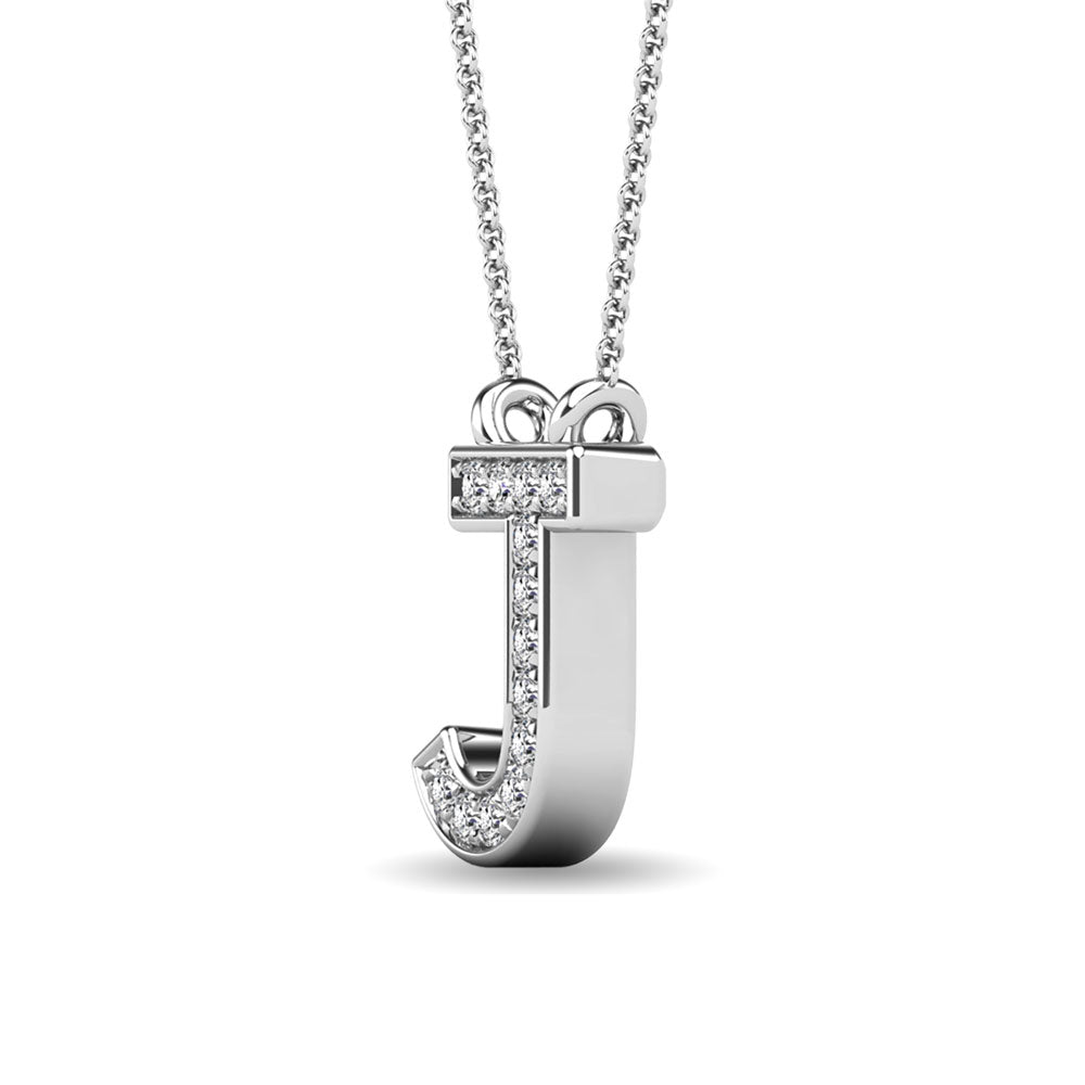 Diamond 1/20 Ct.Tw. Letter J Pendant in 10K White Gold&quot;&quot;