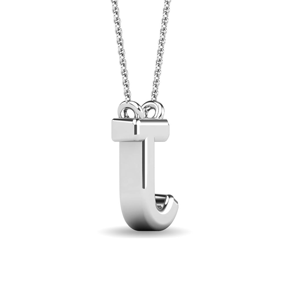 Diamond 1/20 Ct.Tw. Letter J Pendant in 10K White Gold&quot;&quot;