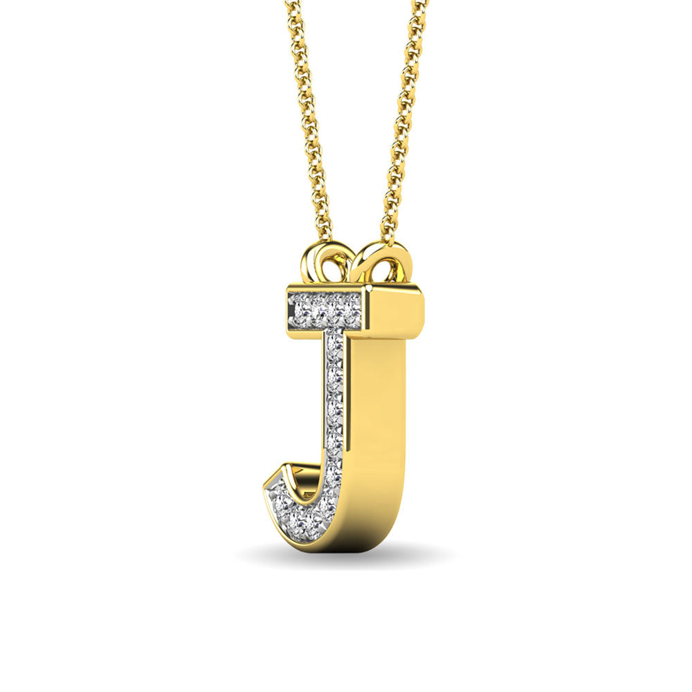 Diamond 1/20 Ct.Tw. Letter J Pendant in 10K Yellow Gold&quot;&quot;