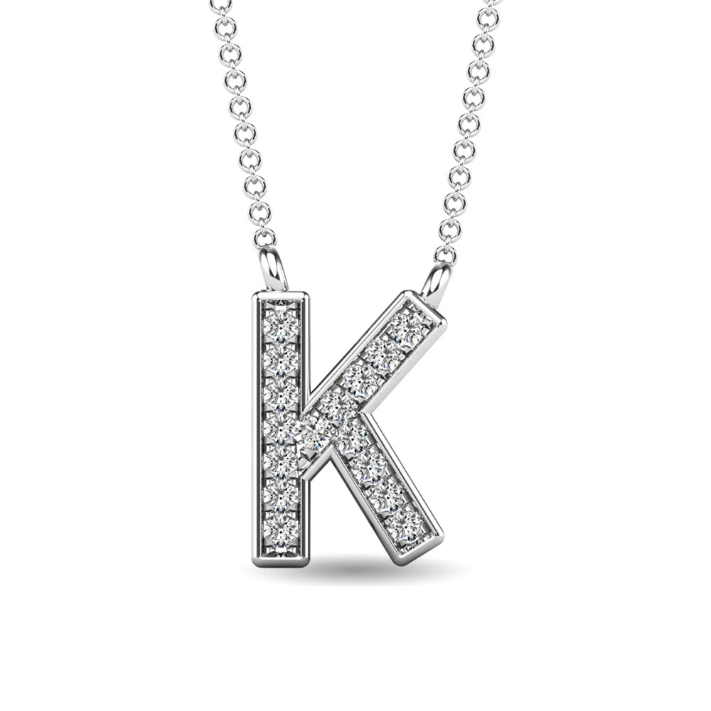 Diamond 1/20 Ct.Tw. Letter K Pendant in 10K White Gold&quot;&quot;