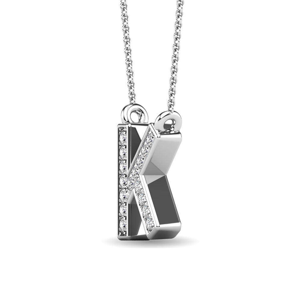 Diamond 1/20 Ct.Tw. Letter K Pendant in 10K White Gold&quot;&quot;