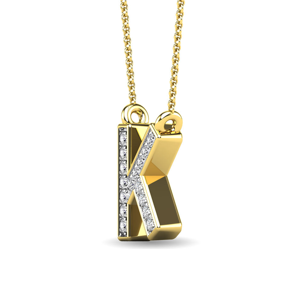 Diamond 1/20 Ct.Tw. Letter K Pendant in 10K Yellow Gold&quot;&quot;