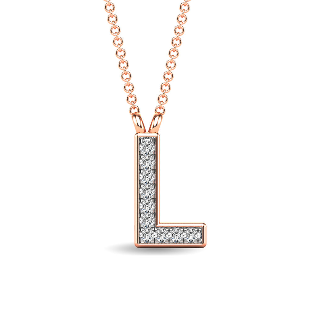 Diamond 1/20 Ct.Tw. Letter L Pendant in 10K Rose Gold&quot;&quot;