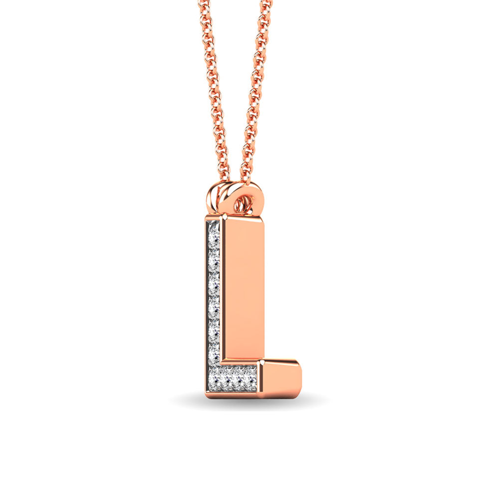 Diamond 1/20 Ct.Tw. Letter L Pendant in 10K Rose Gold&quot;&quot;